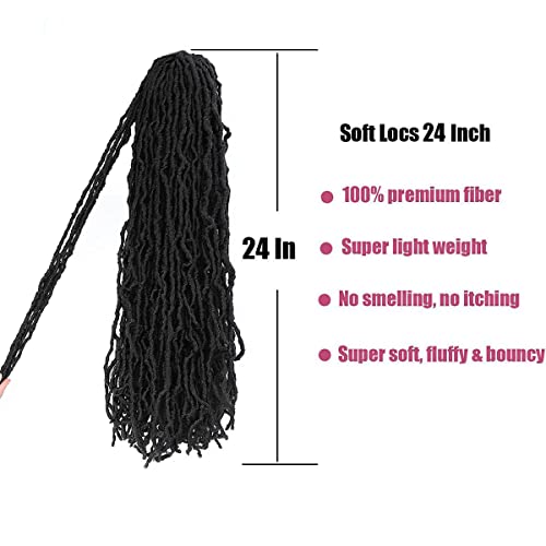 24 Inch 7 Packs Soft Locs Crochet Hair New Faux Pre-looped Goddess