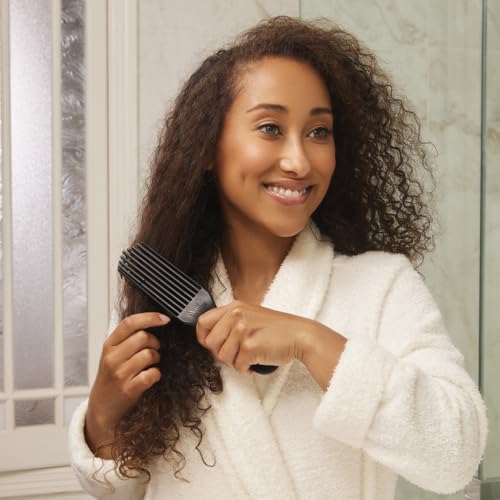 Black Felicia Leatherwood Detangler Brush for Kinky, Curly & Straight Hair – Pain-Free Tangle Tool