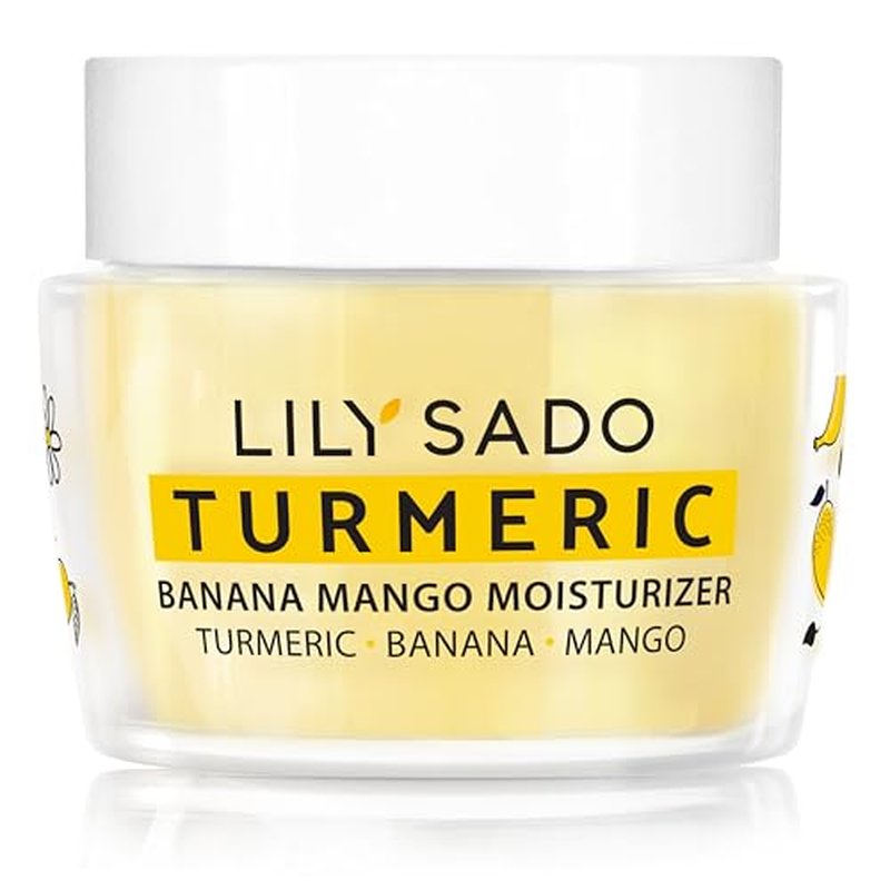 LILY SADO Turmeric Banana Mango Face Moisturizer - Luscious Creamy Nutrient-Rich Natural Daily Facial Cream w Chamomile & Rosemary - Vegan Anti-Aging Lotion For Wrinkles & Fine Lines