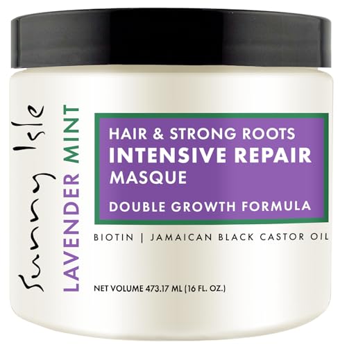 Sunny Isle Lavender Mint Hair & Strong Roots Intensive Repair Masque - Biotin, Jamaican Black Castor Oil - 16 oz