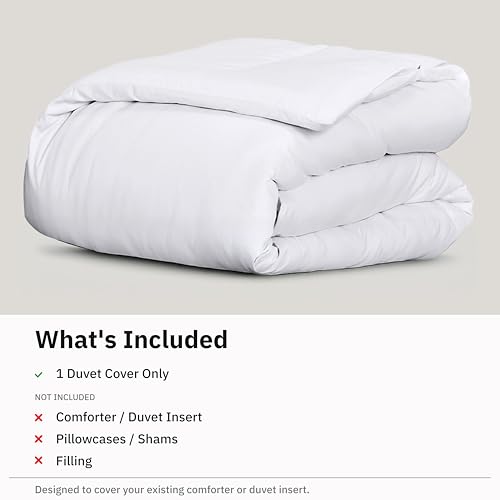California Design Den Oversized King Duvet Cover White 120x98 Inches - Luxury 400 Thread Count Cotton Sateen, No Comforter