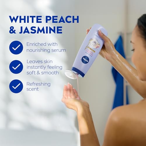 NIVEA Refreshing White Peach & Jasmine Body Wash with Nourishing Serum - 20 Fl Oz, Pack of 6