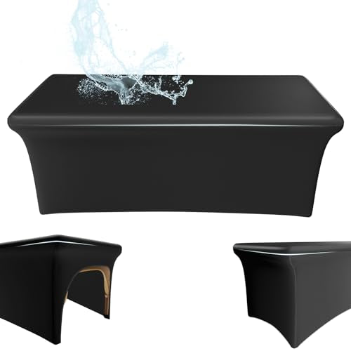 Leather Massage Table Cover Wipeable Waterproof Protector - Black, 6FT Fitted