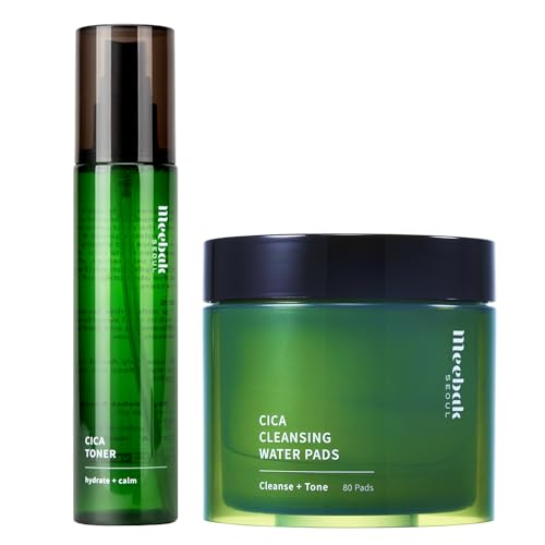 Meebak Cica Toner Spray & Cleansing Water Pads Bundle ? Calm, Hydrate, and Prep Skin in One Easy Routine ? Korean Skincare Essentials