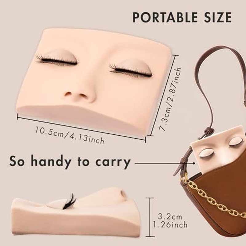 Double Layer Lash Mannequin Head with 2 Layers Replaced Eyelids Makeup for Training Head Removable Realistic Eyelids Eyelash Replaced Eyelids Soft-Touch Rubbe (1 +3 Pairs Replaced Eyelids)