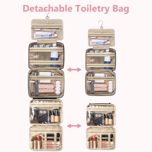Urophylla Large Teal Travel Toiletry Bag for Women, Hanging Makeup Organizer