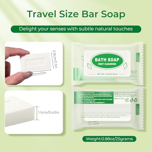 Mini Travel Size Bar Soap Bulk - Pack of 50,Individually Wrapped 0.88 oz/25 grams Small Hotel Guest Soap Bars for Vacation Rentals,Church,Homeless,Charity,Bathroom