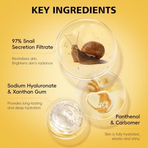 Hydrating Snail Mucin Serum 97% - 120ml Pack of 2, Fast Absorbing Face Serum