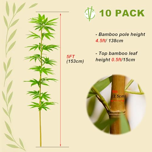 HOUSESET 5ft Artificial Bamboo Tree Outdoor Privacy Screen 10 Pack