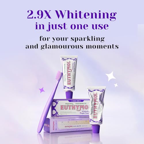EUTHYMOL Purple Whitening Toothpaste 3.7 Fl Oz Pack of 3 - Instant Tone-Up