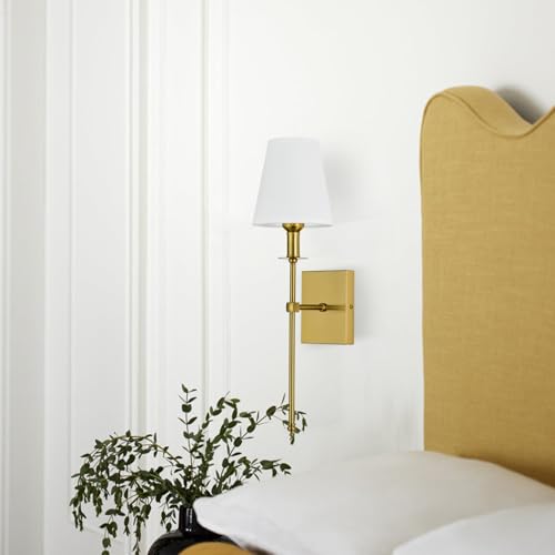 Gold Wall Sconces Set of 2 - Vintage Hardwired Bathroom & Bedroom Lighting