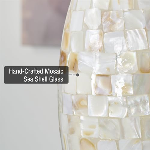Kira Home Sea Shell Pendant Light Glass Shades Set of 2 for Kitchen Island