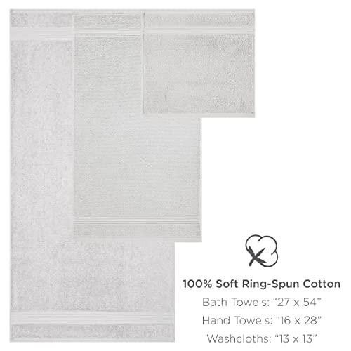 Misty Blue Bath Washcloths 12 Pack - Super Soft 100% Cotton, Quick Dry & Absorbent