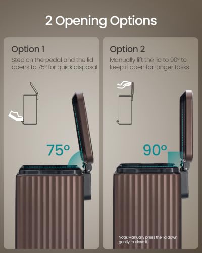 SONGMICS 8-Gallon Stainless Steel Trash Can with Lid and Pedal - Brown