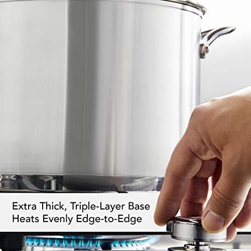 KitchenAid 8-Quart Stainless Steel 3-Ply Stock Pot with Lid – Silver