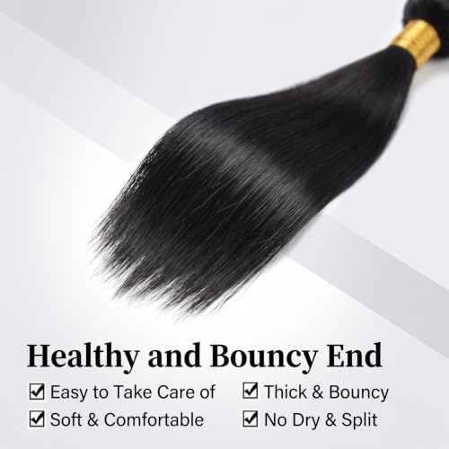 Brazilian Remy Human Hair Bundles 22 Inch Straight Hair Black - 12A Quality