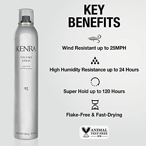 Kenra Volume Spray 25 Super Hold Hairspray 2 Pack - Flake-Free, Fast-Drying, Wind & Humidity Resistant