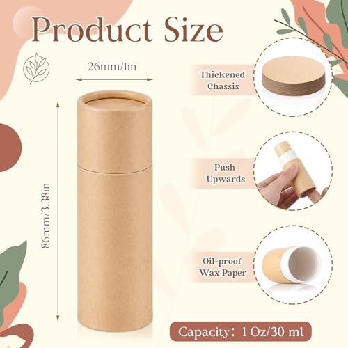 20 Pcs Empty Deodorant Tubes Push-Up Dispenser 1 oz Brown Eco-Friendly