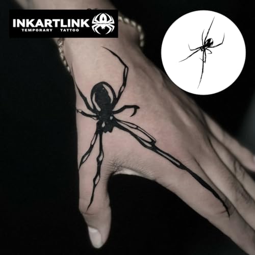 INKARTLINK Semi-Permanent Tattoo Stickers, Creative Halloween Party Dark-Themed Temporary Tattoos for Men, Exquisite and Realistic Design, Cruelty-Free, Non-Reflective, Waterproof (Spider 2)