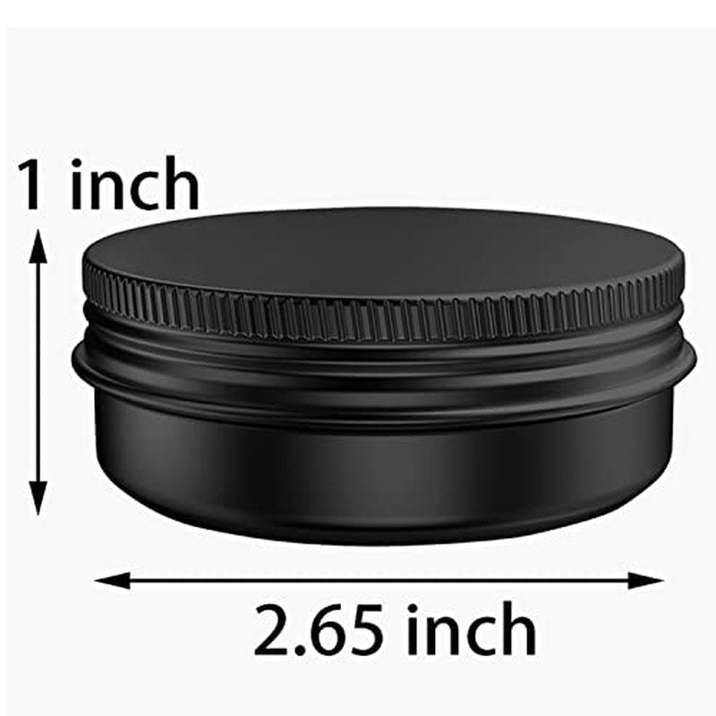 80 Pcs 2 Ounce Aluminum Tin Jars Containers Leak Proof Cosmetic Tin Jars Containers Round Screw Lids for Cosmetic, Salves, Balms, Lip Balm or Others, 60mL Black