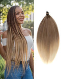 Pre Stretched Ombre Brown Braiding Hair Extensions 28 Inch Yaki Straight Synthetic