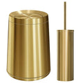 Gold Bathroom Trash Can with Lid and Toilet Brush Set - 2.6 Gallon