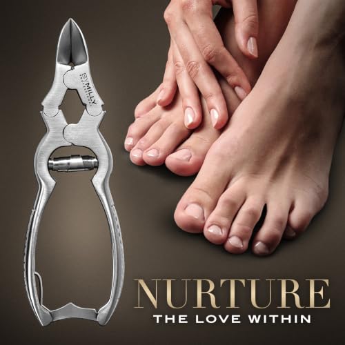 Heavy Duty Nail Clippers for Thick Toenails - Silver, Hammer Forged, Ergonomic Design