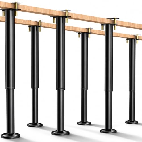 14-23.6 Inch Adjustable Bed Support Legs 6 Pack - Heavy Duty Metal Bed Frame Support with Rubber Non-Slip Base