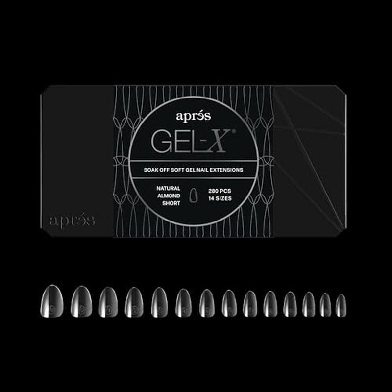 Apr?s Gel-X¢ç Almond Box of Nail Tips | 280 Gel-X Tips, Soft Tips, 14 Sizes 00-9 | Half-sizes Included (Natural Almond Short, 280 Count)