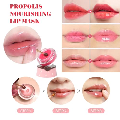 9 PCS Bee Lip Balm Honey Pot,Easter Basket Stuffers,Honey Lip Balm Lip Mask,Propolis Moisturizing Lip Sleeping Mask Reduces Lip Lines,Mothers Day Gifts,Birthday Gifts for Women Girls