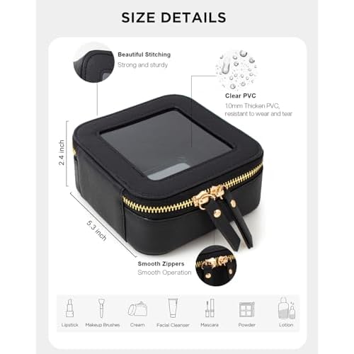 LETGO Clear Makeup Bags Small, Small Makeup Bag for Purse,Mini Clear Makeup Pouch Purse Organizer Fit Carry-on Travel Essentials,Cute Cosmetic Bags Car Accessories for Women (Mini-Black)