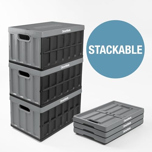 CleverMade Ocean Collapsible Storage Bins 62L 3 Pack, Heavy-Duty Plastic Crates