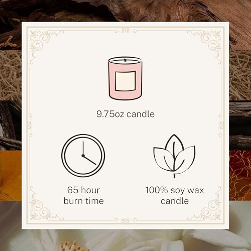 Signature Hotel Lobby Soy Candle - Luxury Hand-Poured 9.75oz with Amber Cedar Musk, 65-Hour Burn, Reusable Vessel