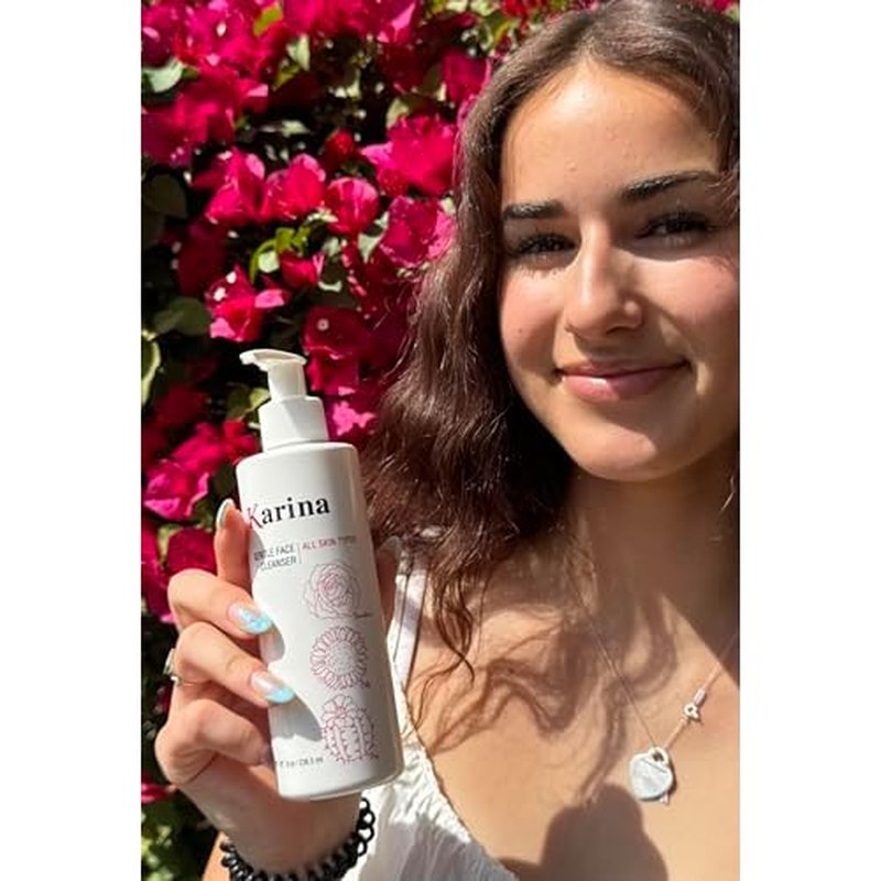 Karina Skincare - Gentle Face Cleanser - Daily Cleanser - For Clean, Fresh, Soft Skin - Removes Makeup - Aloe Vera, Rosemary, & Gingko biloba Extracts - Designed For All Skin Types - 8oz