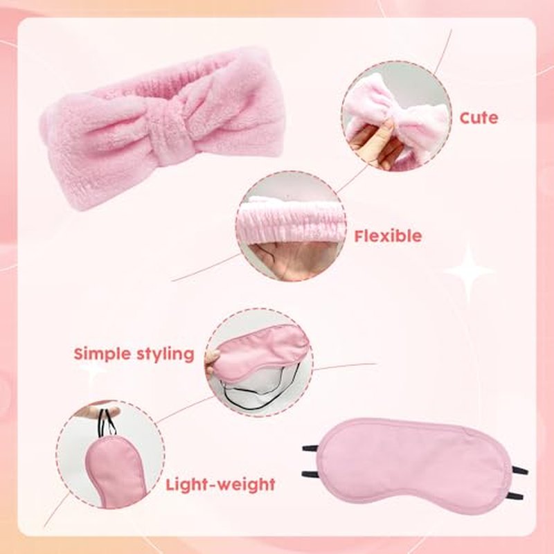 32 Pcs Foot Spa Kit for Kids, Light Pink 8 Foot Tubs for Soaking & 8 Towels & 8 Hairbands & 8 Eye Masks, Spa Party Supplies for Girls for Sleepovers Slumber Party