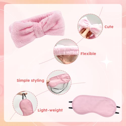 32 Pcs Foot Spa Kit for Kids, Light Pink 8 Foot Tubs for Soaking & 8 Towels & 8 Hairbands & 8 Eye Masks, Spa Party Supplies for Girls for Sleepovers Slumber Party