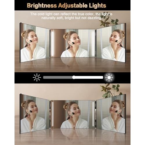 JUSRON 360 Viewing Angle Self Hair Cutting Mirror, Clear Anti-Fog HD Glass, USB Rechargeable, Easy to Use, Height Adjustable, Portable, Good Choice for Gifts