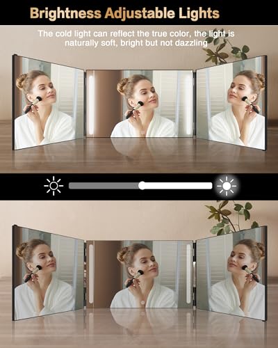 JUSRON Black LED 360° Self-Hair Cutting Mirror with Anti-Fog HD Glass, USB Rechargeable