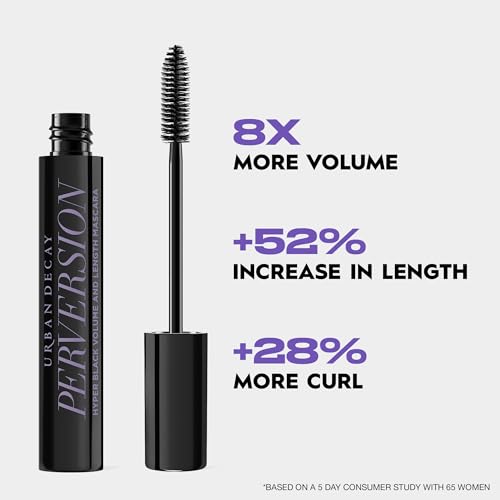 Urban Decay Perversion Volumizing Mascara - Intense Black Lengthening Mascara, Smudge-Resistant, Flake-free, Buildable Lash Volume & Length, Curling & Separating, Vegan Formula