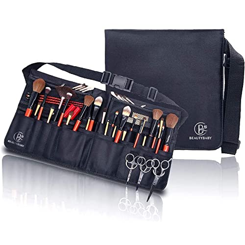 Beautybaby Artist Professional Makeup Brush Waist Bag Cosmetic Portable Multi Pockets Bag with Belt Strap Black