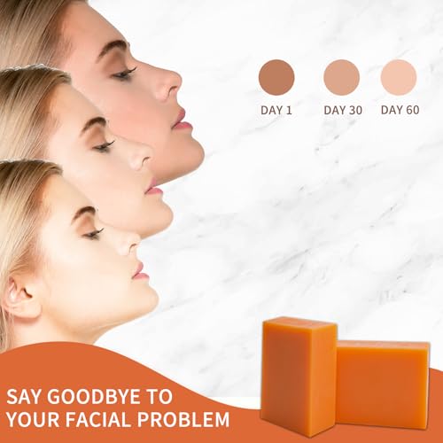 EUQEE Glutathione Kojic Acid Soap, 5 oz Glutathione Soap Bars with Glutathione, Vitamin C, Collagen for Rejuvenating Skin, Reduces the Appearance of Dark Spots Fine Lines with a Foaming Net- 2 x 142g
