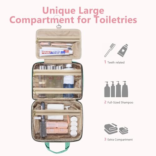 Large Detachable Travel Toiletry Bag for Women - Black Hanging Organizer