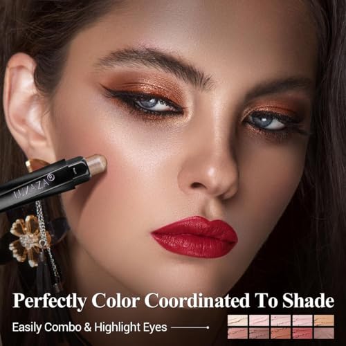 Eyeshadow Stick Makeup Set Pink & Brown - Neutral & Shimmer Shades, 10PCS with Brush - Love's Gifts Variation #04