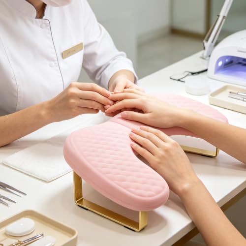 Memory Foam Nail Tech Arm Rest Cushion with Detachable Bracket - Pink