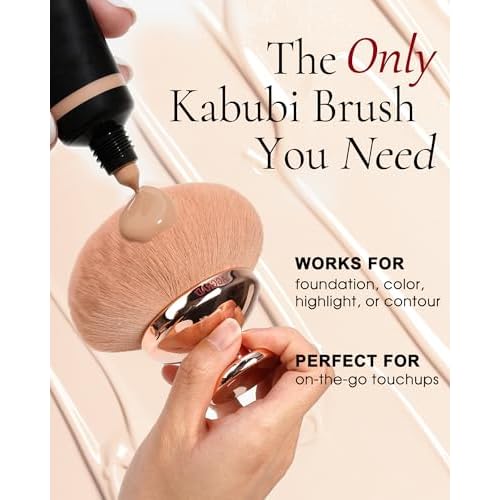 Upgraded Blend & Blur Body Makeup Brush for Self Tanner Tanning Lotion Sunscreen Applicator for Back Leg Makeup, Kabuki Foundation Brush for Liquid Beauty Supreme Cream Bronzer Brush for Face, Gold