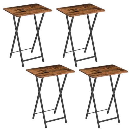 HOOBRO Set of 4 Folding TV Trays with Stand - Retro Style Snack & Laptop Tables