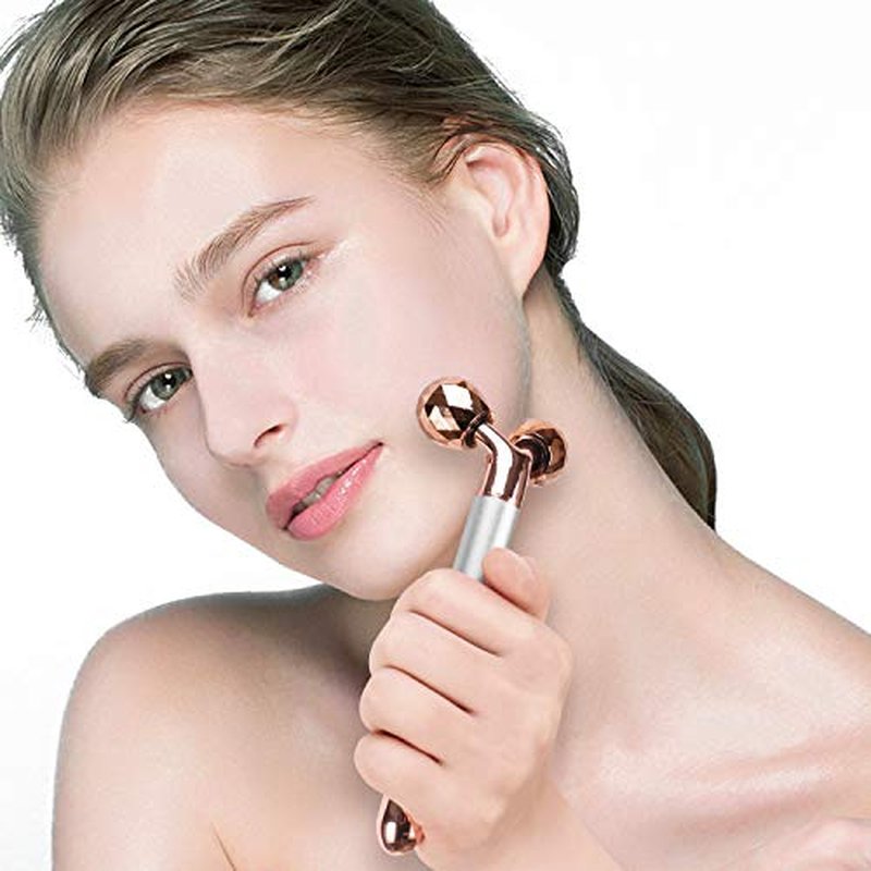 3-IN-1 Electric Jade Roller 3D Roller Facial Roller & Face Massager, Rose Quartz