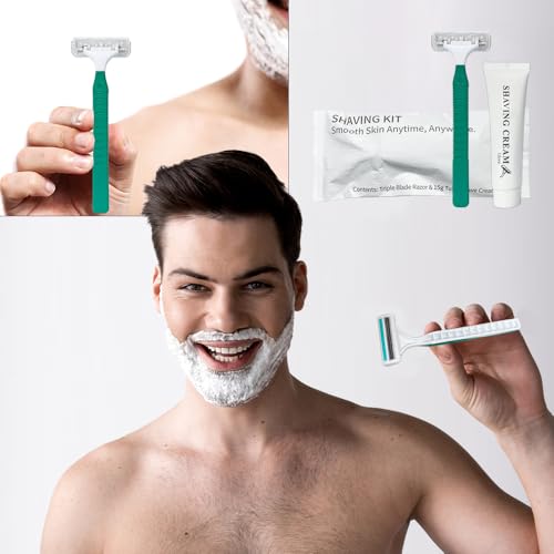 Bulk 50 Pack Disposable Razors with Shaving Cream - Travel & Hotel Kit