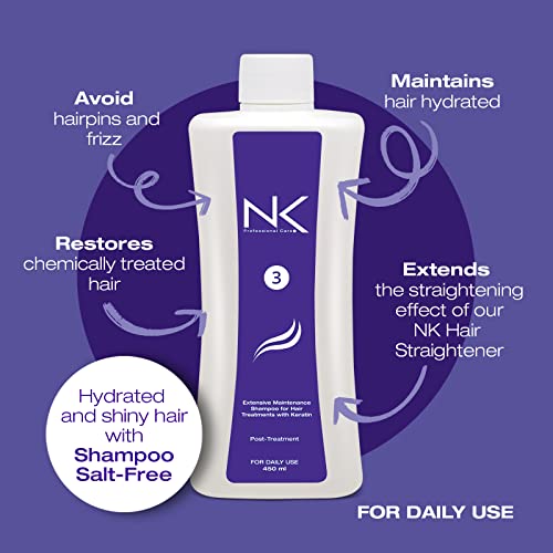NK Professional Care Step 3 Keratin Maintenance Shampoo 32 Fl Oz - Salt-Free, Post-Treatment Hair Cleansing