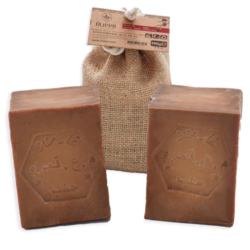 Natural Aleppo Soap 2-Pack - Handmade Organic Soap Bars, 25% Laurel Oil & 75% Olive Oil, 190g Each - Premium Natural Skincare for All Skin Types